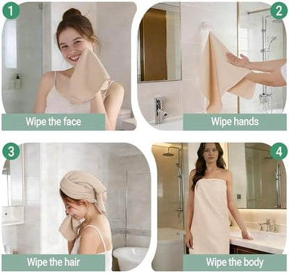 MICROFI Waffle Weave Bath Towel Set, Microfiber, 4 Pieces, Quick Dry, - Image 7