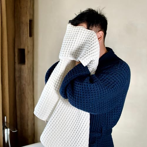 Luxury Organic Japanese Cotton Waffle Bath Towel | Thick, Quick Dry Bathroom - Image 3