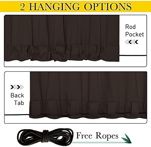 NICETOWN 2 Panels Outdoor Curtains Waterproof Extra Long W52xL108 Brown - Image 4