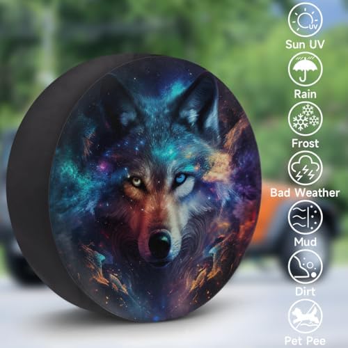 Rv Spare Tire Cover Wheel Cool Galaxy Animal Wolf Tire Covers Wheel Protectors - Image 3