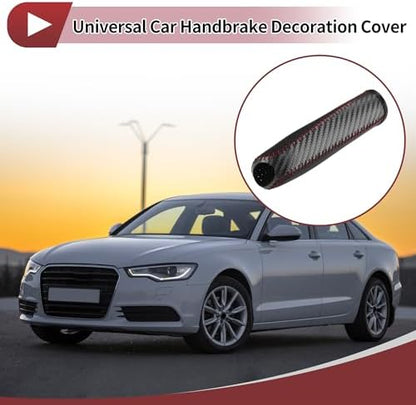1 Pcs Car Handbrake Cover Leather Black Carbon Fiber Red - Image 2