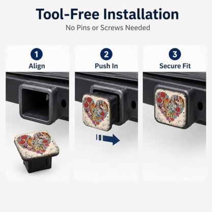 Trailer Hitch Covers Flower Heart, Heavy Duty 2 Inch Hitch Cover - Image 7