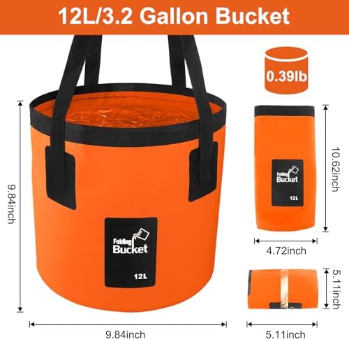 Collapsible Bucket with Handle, 3.2 Gallon Foldable Car Wash Bucket Cleaning - Image 2