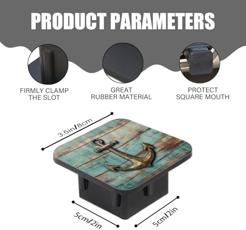 Hitch Cover Fits for 2-Inch Hitch, Rusty Anchor On A Weathered Wood Background - Image 3