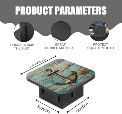 Hitch Cover Fits for 2-Inch Hitch, Rusty Anchor On A Weathered Wood Background - Image 3