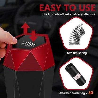 Car Trash Can with Lid, 30 Trash Bags, 2 Pack - Image 2
