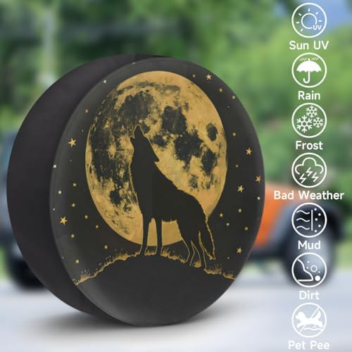 Spare Tire Cover for RV Trailer, Moon Wolf Tire Covers Universal Fit for Travel - Image 3