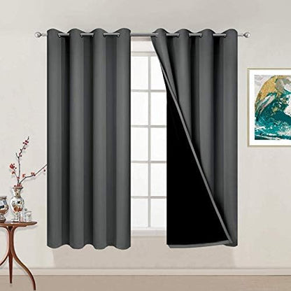 Yakamok Dark Grey 100% Blackout Curtains 54 Inches Long 52" Wide 2 Panels by Yakamok