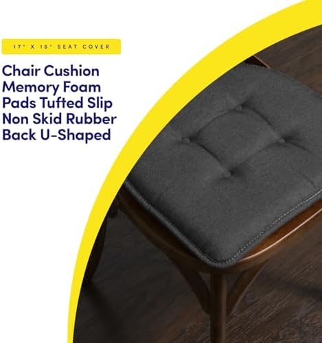 Sweet Home Collection Chair Cushion Memory Foam Pads Tufted Slip Non Skid - Image 3