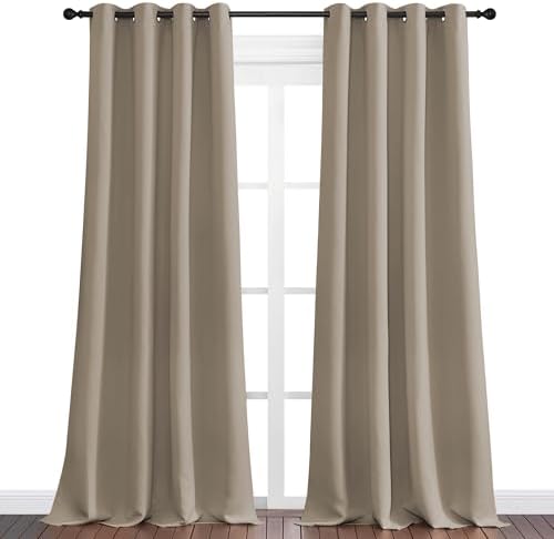 NICETOWN Taupe Blackout Curtains 108" Long, 2 Pieces - Image 2