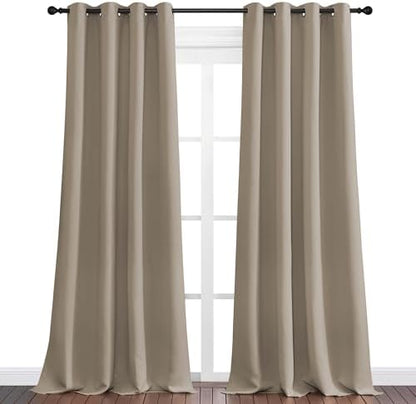 NICETOWN Taupe Blackout Curtains 108" Long, 2 Pieces - Image 2