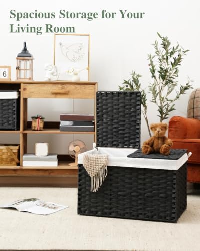 SETVSON Storage Basket with Lid PE Rattan Storage Basket 105L - Image 4