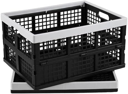 2-Pack 34 L Plastic Collapsible Storage Crates, Stackable Basket Bin - Image 4