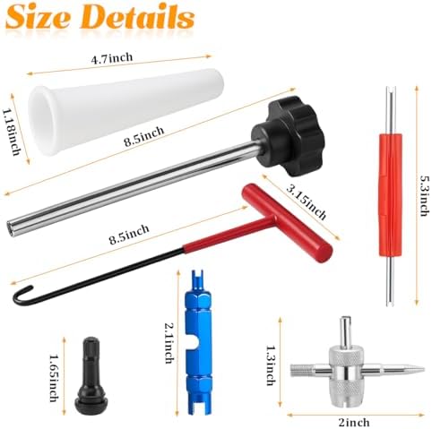 3PCS Tire Valve Stem Tool Kit Replacement Installation Set Red - Image 2