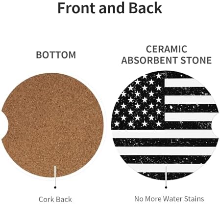 American Flag Retro Car Cup Holder Coasters 2 Pack 2.63" - Image 3