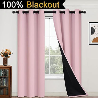 Yakamok Pink 100% Blackout Curtains 84 Inches Long - Image 2