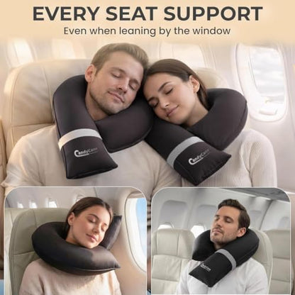 CANDY CANE Inflatable Airplane Travel Pillow, Supports Head, Neck & Chin - Image 2