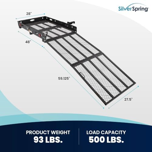 Silver Spring Folding Steel Wheelchair Scooter Carrier, 500 lb, 59 in Ramp - Image 3