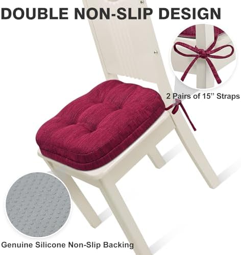 Shinnwa Dining Chair Cushions Set of 4, Dual-Layer Memory Foam Kitchen Chair - Image 5