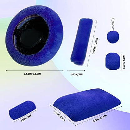 7PCS Set car Interior Aesthetic Accessories, Fluffy 15 inch Steering Wheel Cover - Image 7