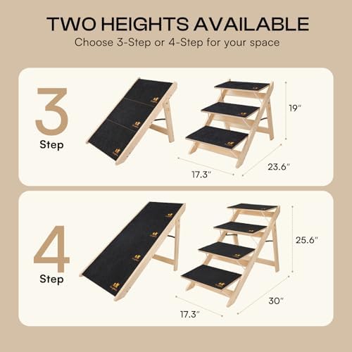 Luciphia Wooden 2-in-1 Dog Stairs, 3-Step Foldable Anti-Slip Pet Steps - Image 6