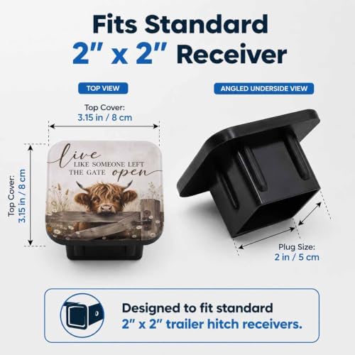 Hitch Cover Receiver Tube Hitch Plug Farm Highland Cow, Tool-Free Install Tow - Image 2