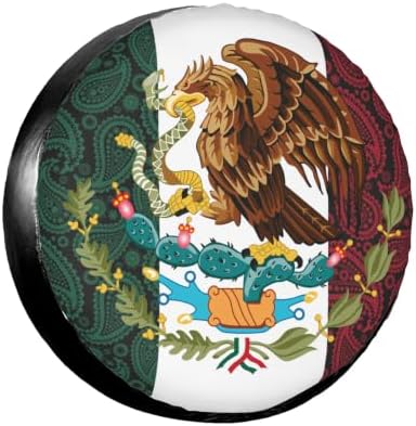 Mexico Paisley Flag Spare Tire Cover, Universal Waterproof & Dustproof Wheel by YSYZSDS