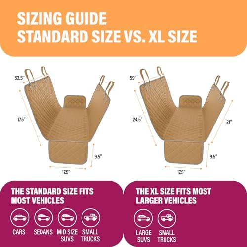 Active Pets Beige XL Dog Car Hammock Back Seat Cover, Waterproof Backseat Cover - Image 5