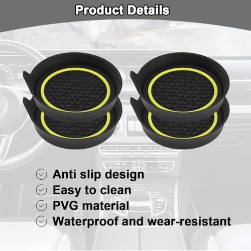 HZEL Car Cup Holder Coasters, Recessed Automotive Drink Mat Decoration - Image 3