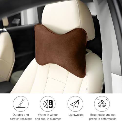 Car Headrest Pillow, Suede Soft Comfortable Breathable Vehicle Seat Neck - Image 5