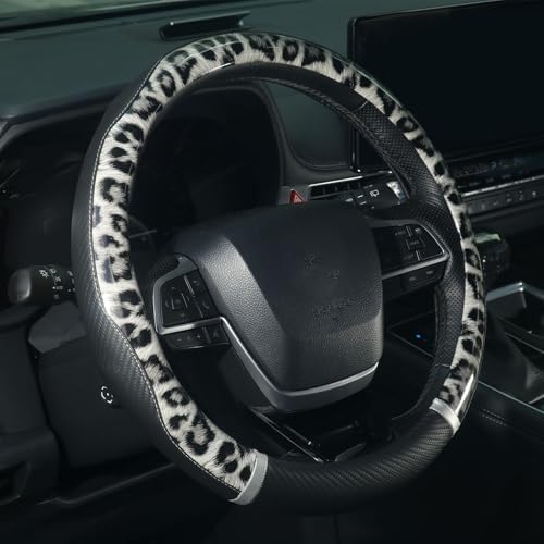 KAFEEK Black Leopard Print Steering Wheel Cover by KAFEEK