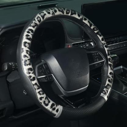 KAFEEK Black Leopard Print Steering Wheel Cover by KAFEEK