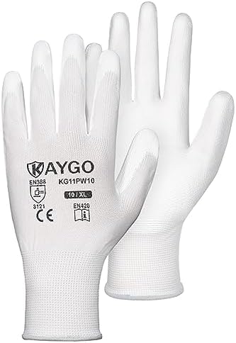 KAYGO Safety Work Gloves for Men Women, PU Coated Palm & Fingers by KAYGO