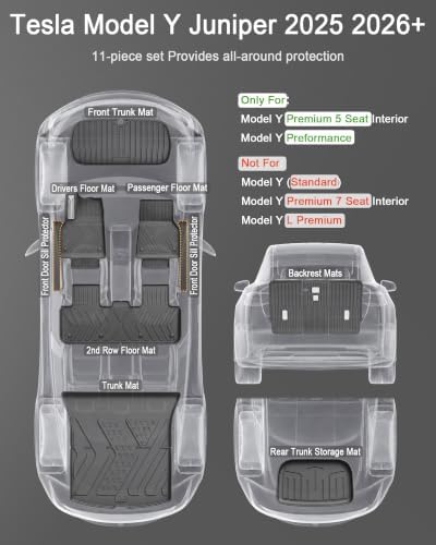 SUPER LINER Tesla New Model Y Juniper Floor Mats 2026 2027, 11-Pcs Set TPE - Image 2
