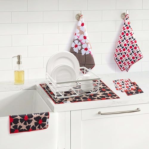 Ritz Waffle Microfiber Kitchen Towel 2pc Set – White Black Flowers and Moons – - Image 4