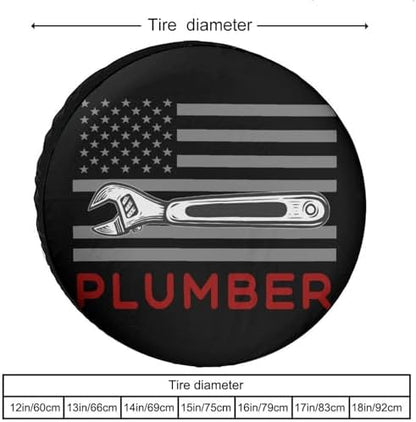 Plumber Plumbing American Flag Tire Covers, Dust-Proof Weatherproof Wheel - Image 3