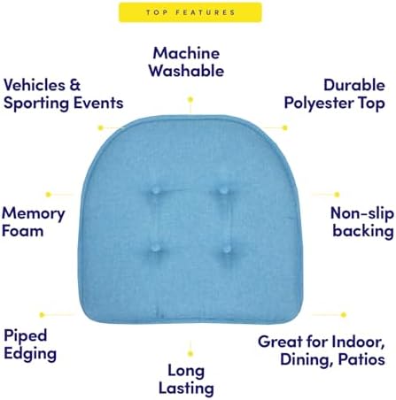 Sweet Home Collection Chair Cushion Memory Foam Pads Tufted Slip Non Skid - Image 5