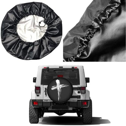 Delerain Cross Black Spare Tire Cover Wheel Protectors Sun Protector Waterproof - Image 5