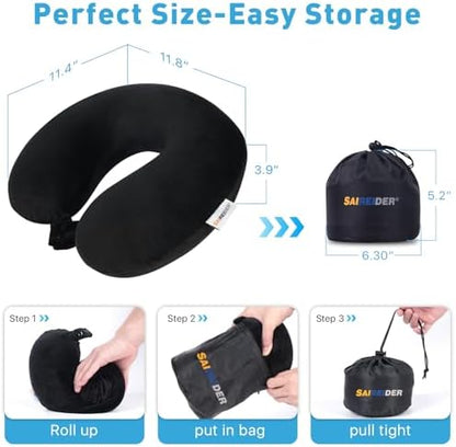 SAIREIDER Neck Pillows for Travel 100% Memory Foam Adjustable Travel Pillows - Image 6