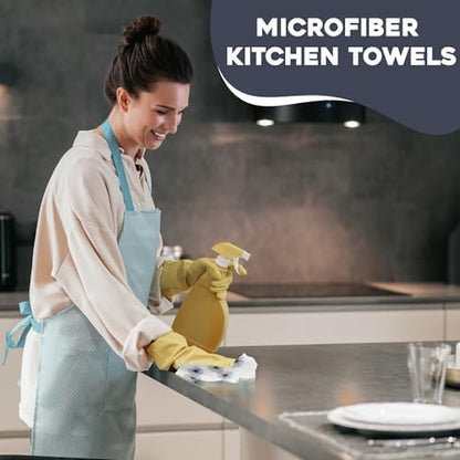 Wildflowers Microfiber Kitchen Towels | Pink & Blue Color Pattern| Waffle - Image 5