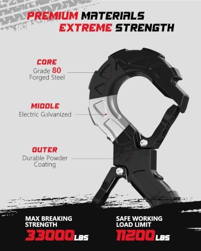 3/8 Tow Hook, Winch Hook for Off-Road Recovery, Towing Shackle 33000 Lbs - Image 2