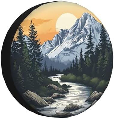 Mountains Nature Sunset Scenery Spare Tire Cover Weatherproof Universal Wheel by Unknown