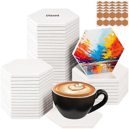50 Pack 4 inch Hexagon Sublimation Ceramic Tiles by IHDYPPEW