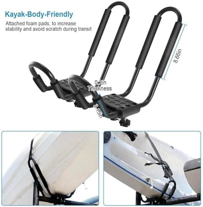 Kayak Roof Rack, 1 Pair Heavy-Duty Iron Universal J-Bar Carrier - Image 3