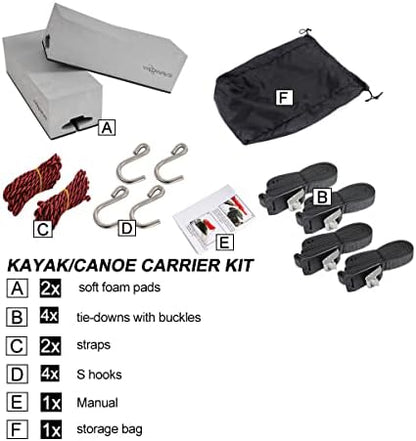 WOOWAVE Deluxe Kayak Carrier Kit Universal Soft Standard Foam Block - Image 2