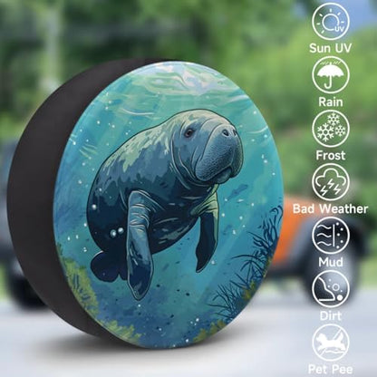 Spare Tire Cover for RV Trailer, Animals Manatee Tire Covers Universal Fit for - Image 3