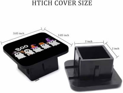 Hitch Receiver Cover Halloween, Cute Halloween Ghost Boo Fancy Hat 2" Compatible - Image 2
