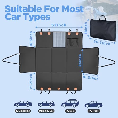 Hard Bottom Dog Car Seat Cover for Back Seat, PU Leather Dog Seat Extender - Image 5