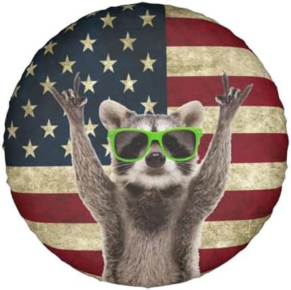 Cute Raccoon Spare Tire Cover American Flag Tire Wheel Covers Waterproof Wheel - Image 7