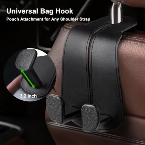 CoBak Extra Wide Car Seat Back Hooks, Premium Stitched Leather Headrest Hangers - Image 5